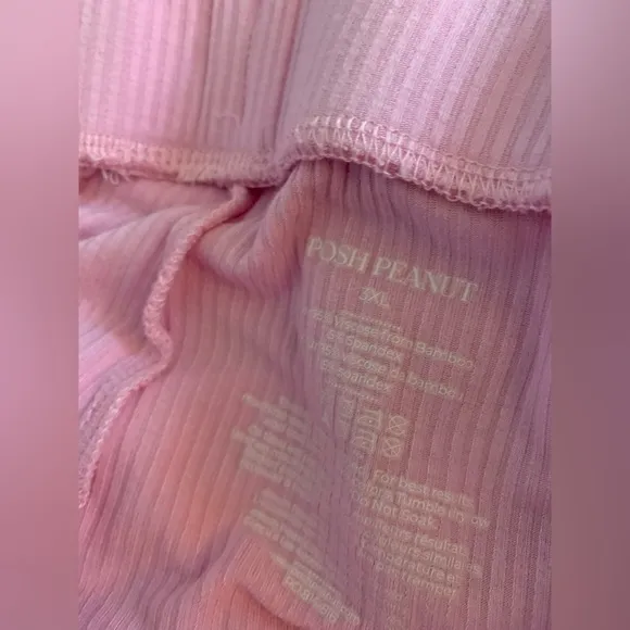 Posh Peanut Women's Short Sleeve Loungewear Posh Pink Ribbed Size 3XL