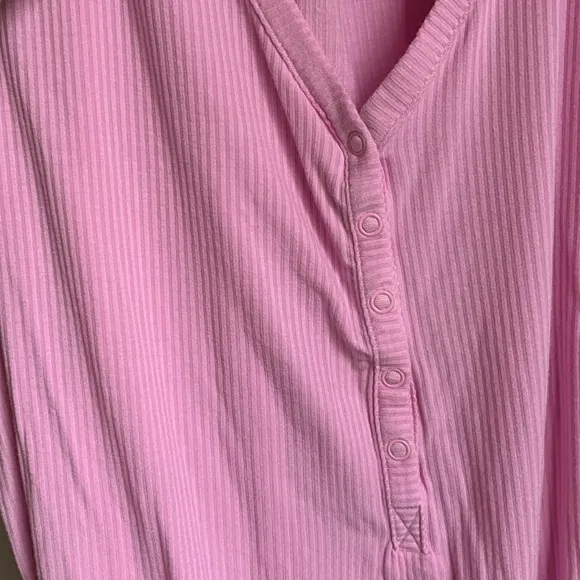 Posh Peanut Women's Short Sleeve Loungewear Posh Pink Ribbed Size 3XL