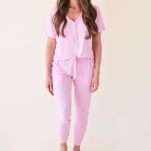 Posh Peanut Women's Short Sleeve Loungewear Posh Pink Ribbed Size 3XL