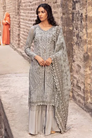Premium Pakistani Eid Dress in Grey Kameez and Trousers Style