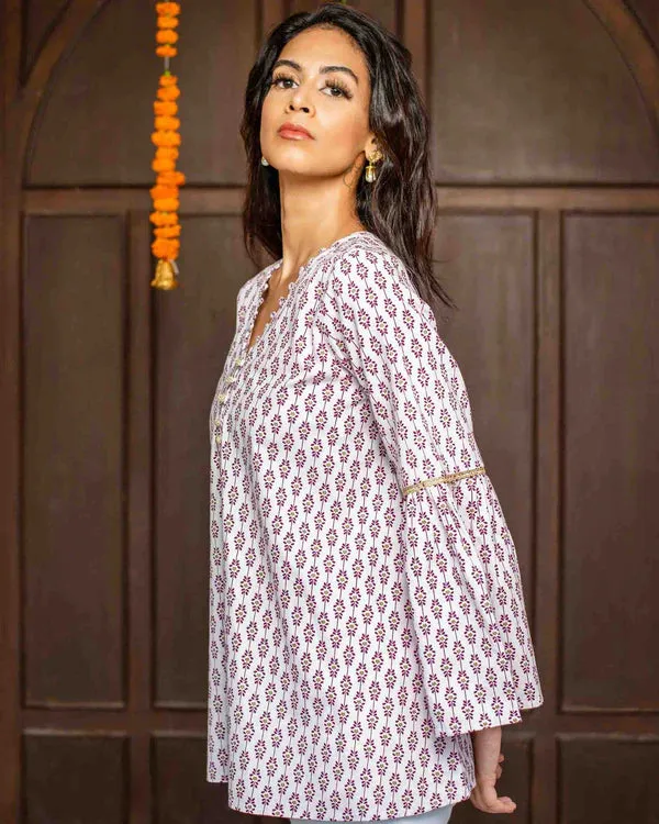 Printed A Line Short Kurta Top