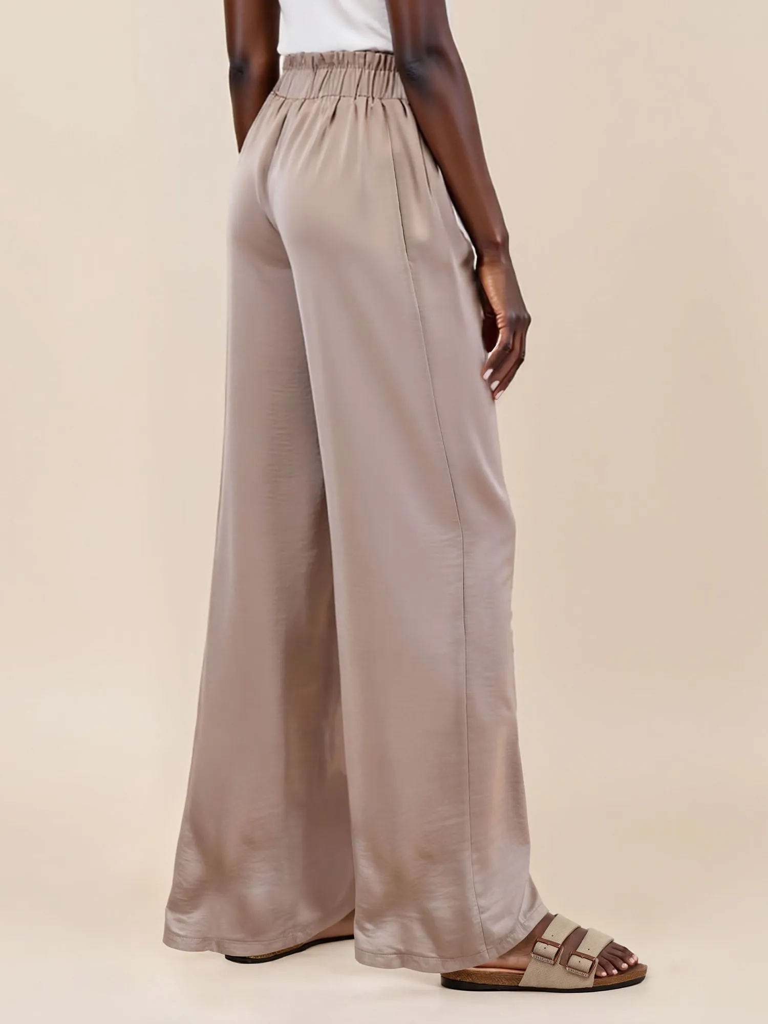 Pull On Satin Wide Leg Pants