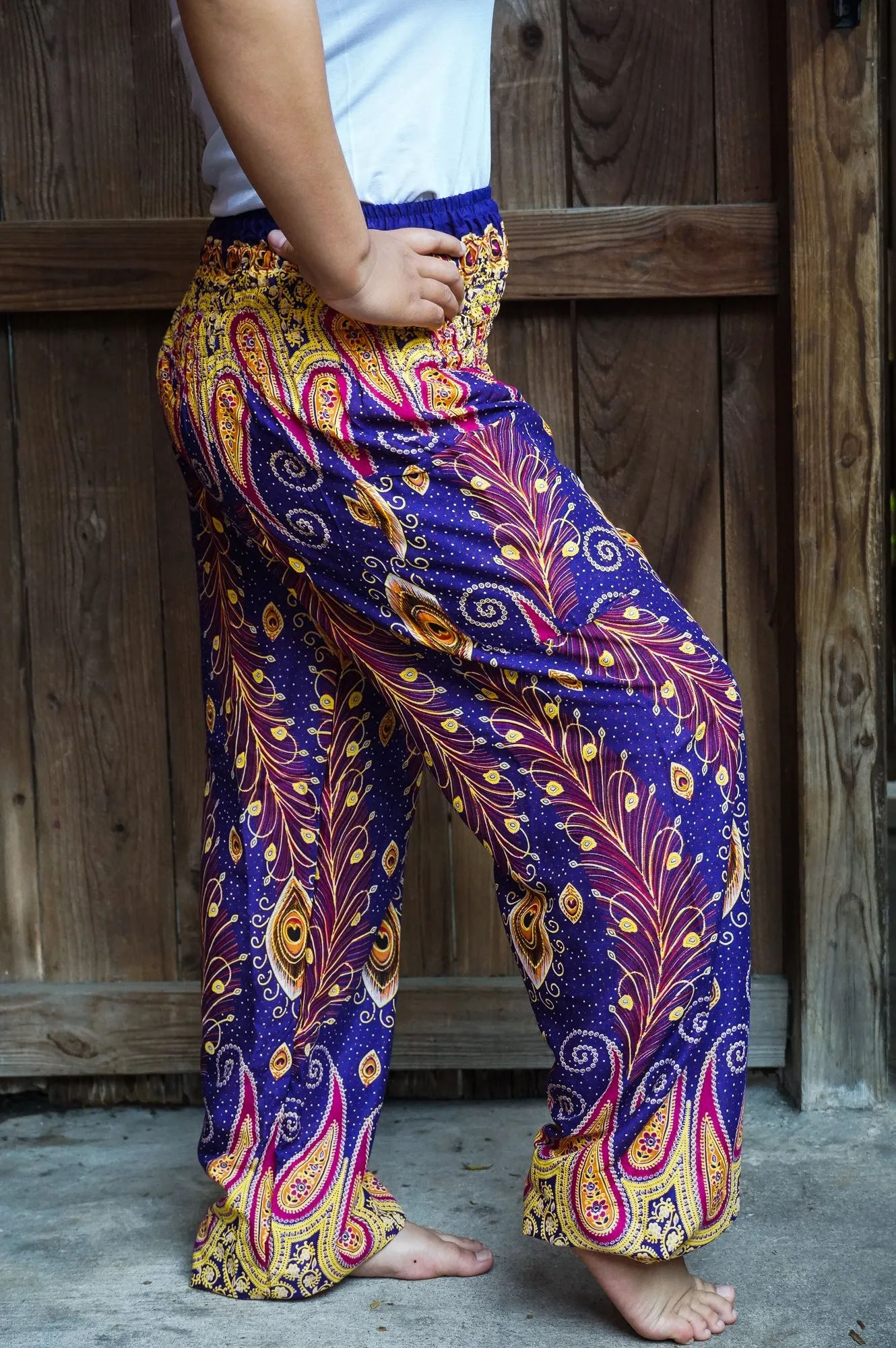 Purple and Orange Peacock Pants