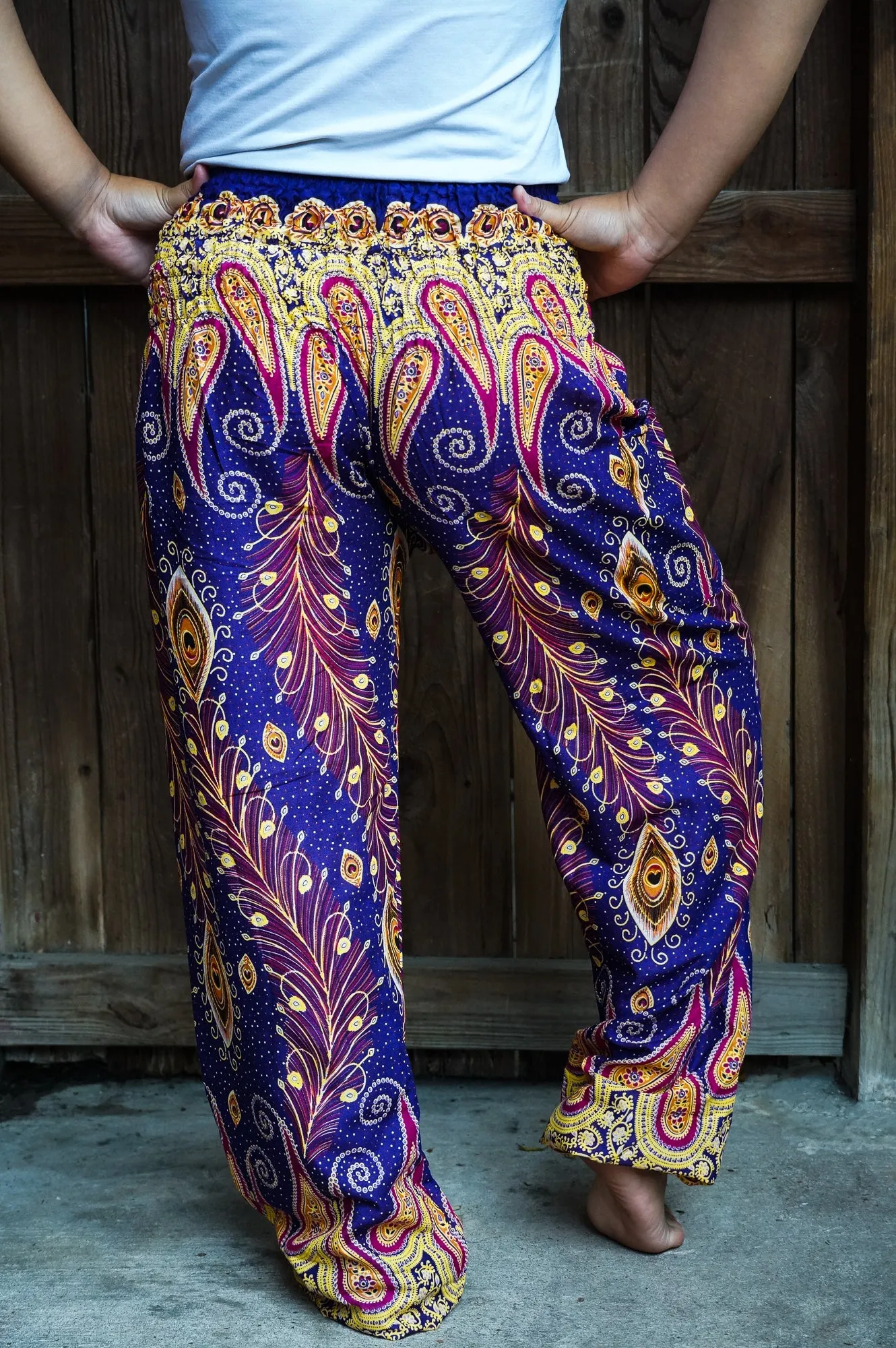 Purple and Orange Peacock Pants