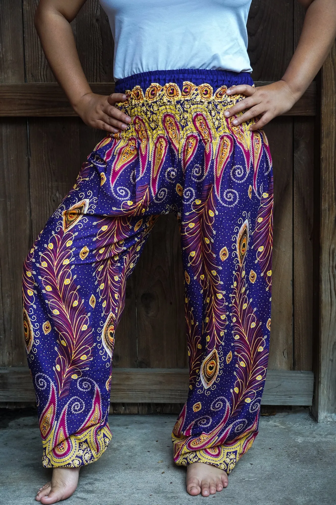 Purple and Orange Peacock Pants