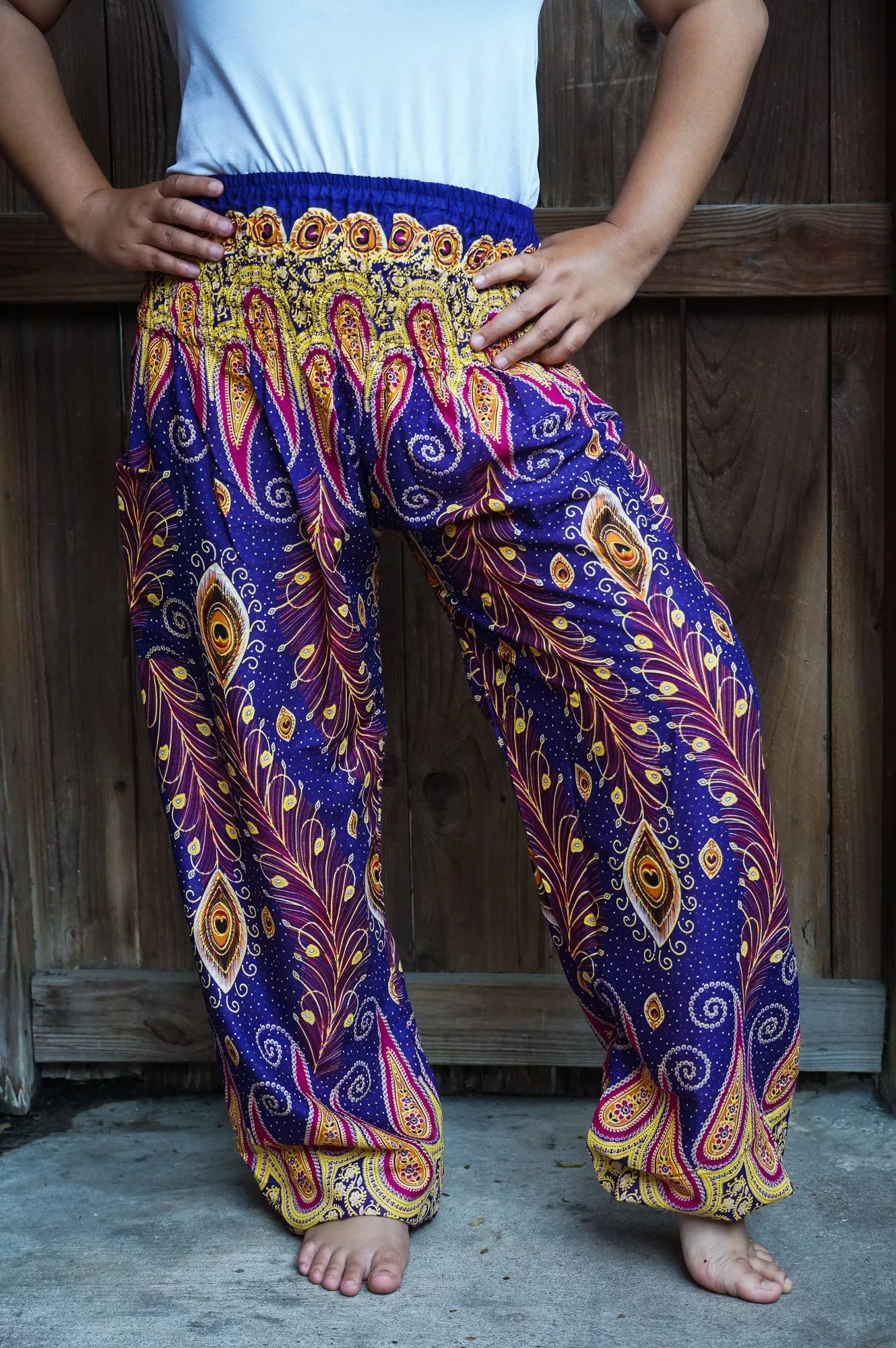 Purple and Orange Peacock Pants