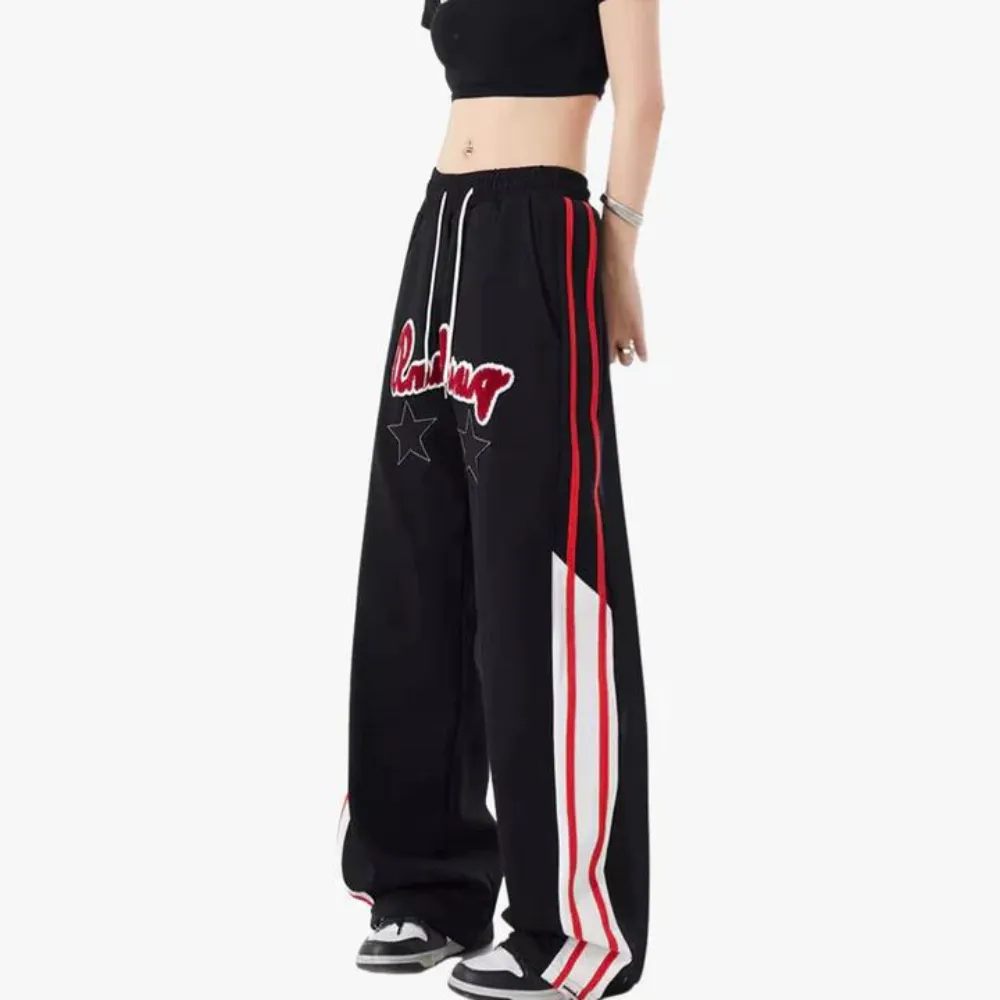 "Alphabet Jacquard Pentagram Drawstring" Sweatpants