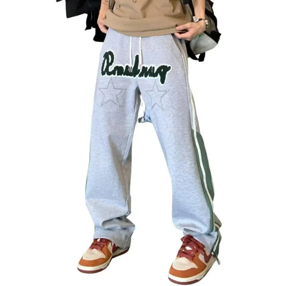 "Alphabet Jacquard Pentagram Drawstring" Sweatpants