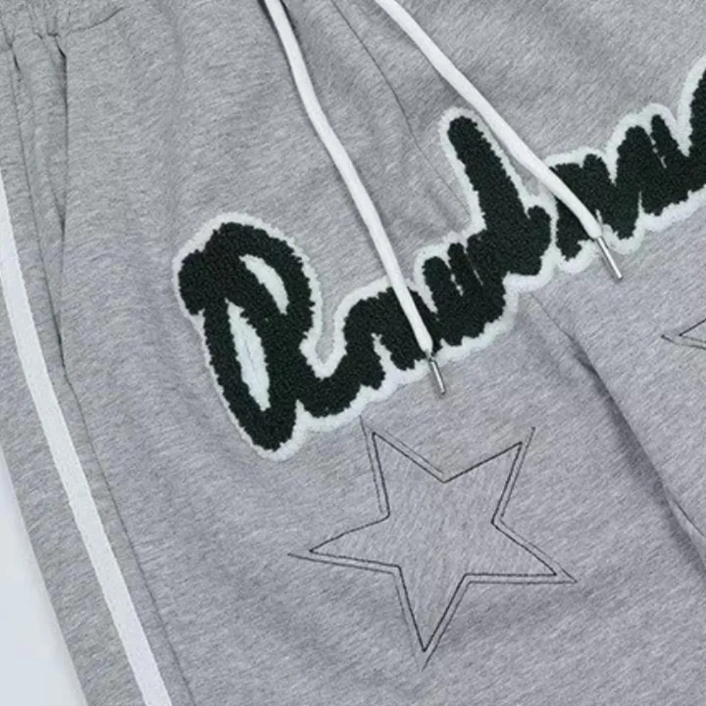 "Alphabet Jacquard Pentagram Drawstring" Sweatpants