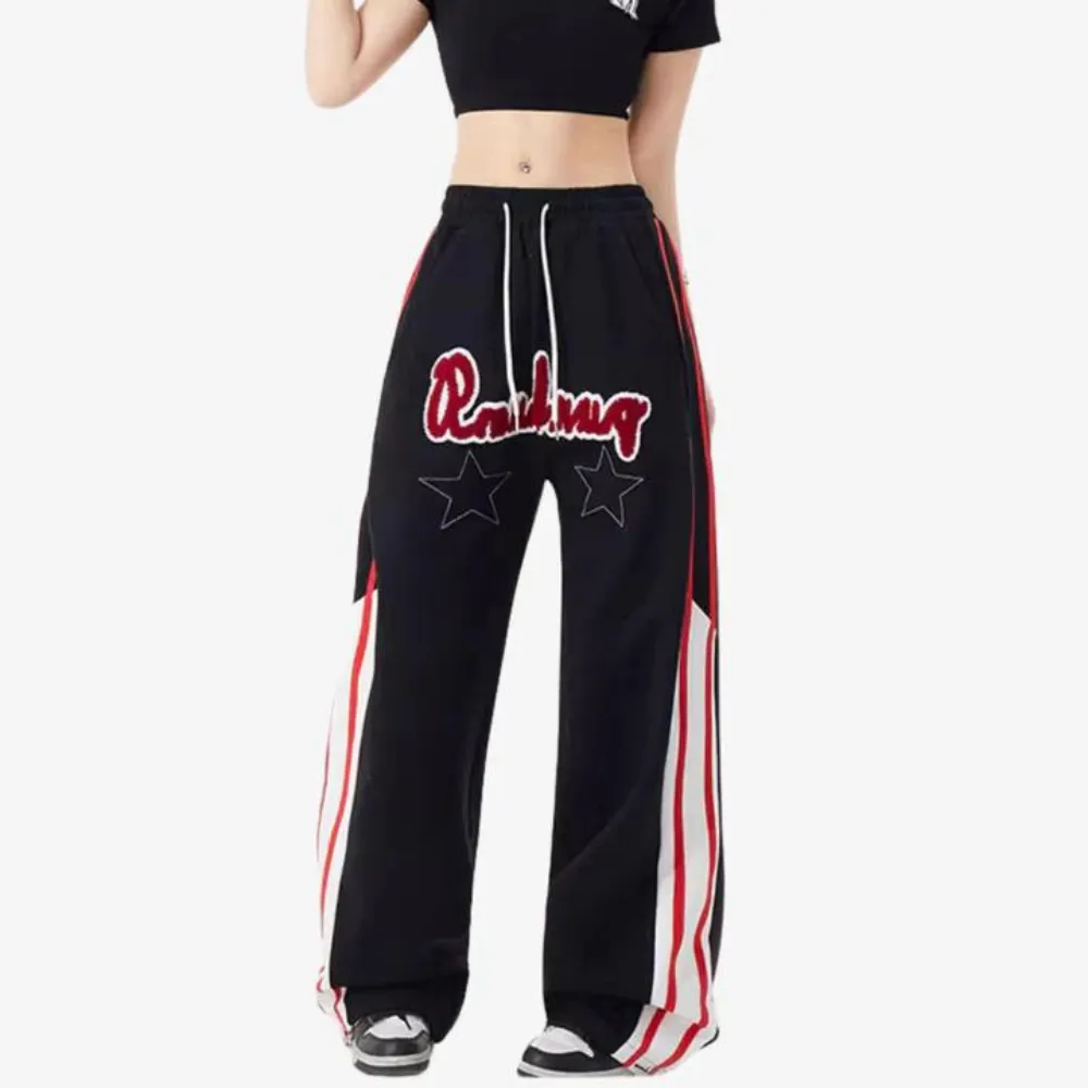 "Alphabet Jacquard Pentagram Drawstring" Sweatpants