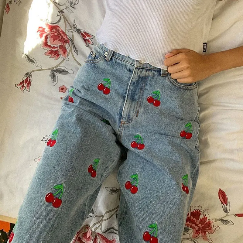 "CHERRY EMBROIDERED" TROUSERS N092605