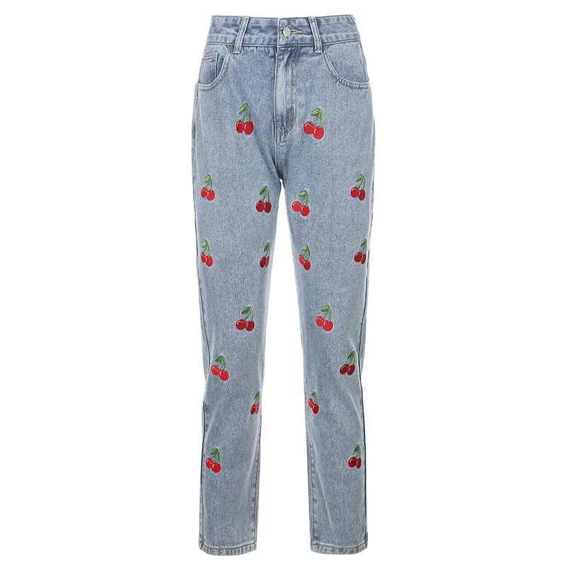 "CHERRY EMBROIDERED" TROUSERS N092605