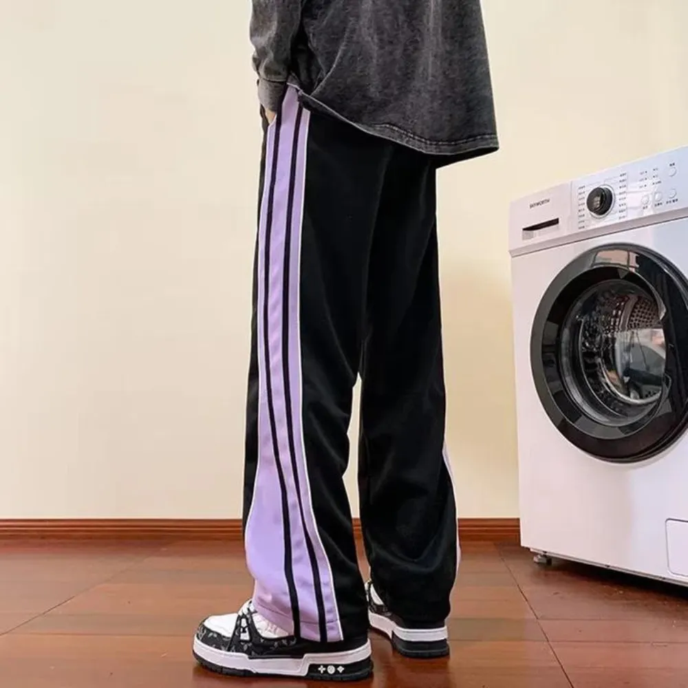 "Versatile Contrast Color Straight Leg" Sweatpants