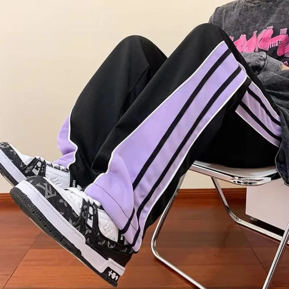 "Versatile Contrast Color Straight Leg" Sweatpants