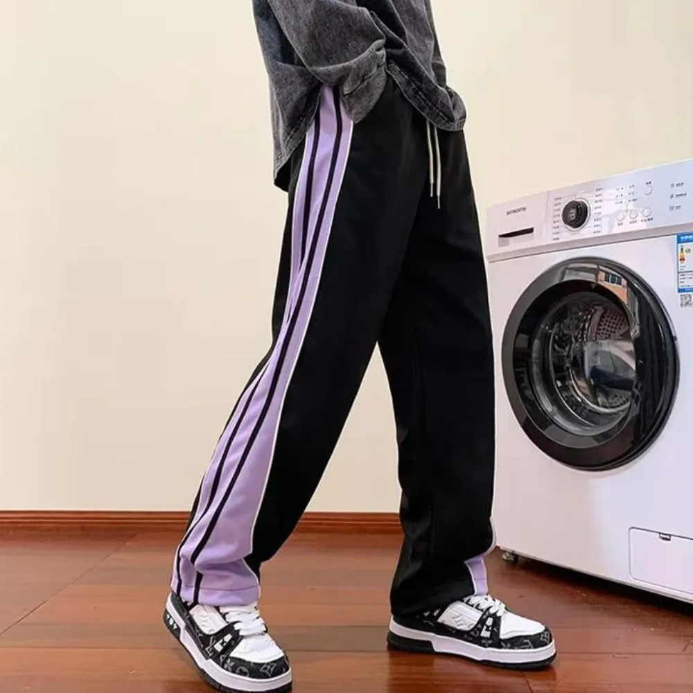 "Versatile Contrast Color Straight Leg" Sweatpants