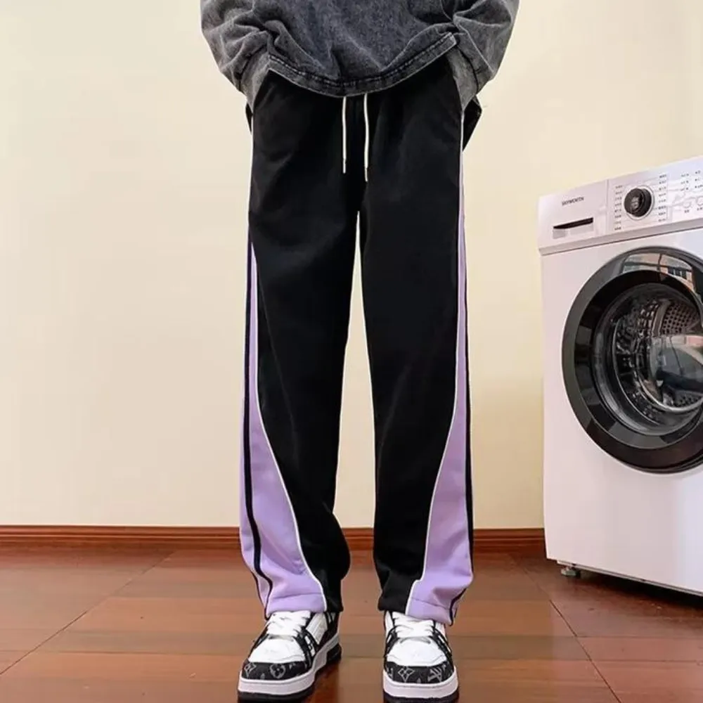 "Versatile Contrast Color Straight Leg" Sweatpants
