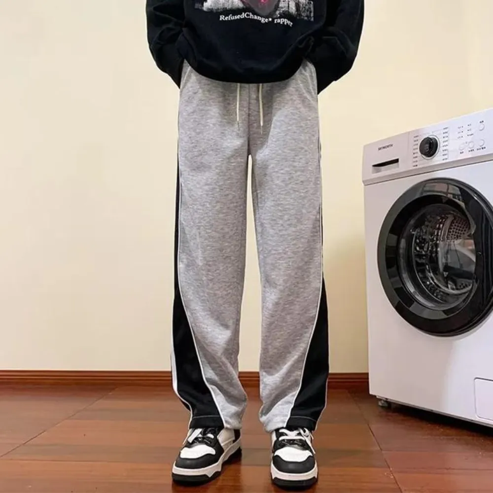 "Versatile Contrast Color Straight Leg" Sweatpants