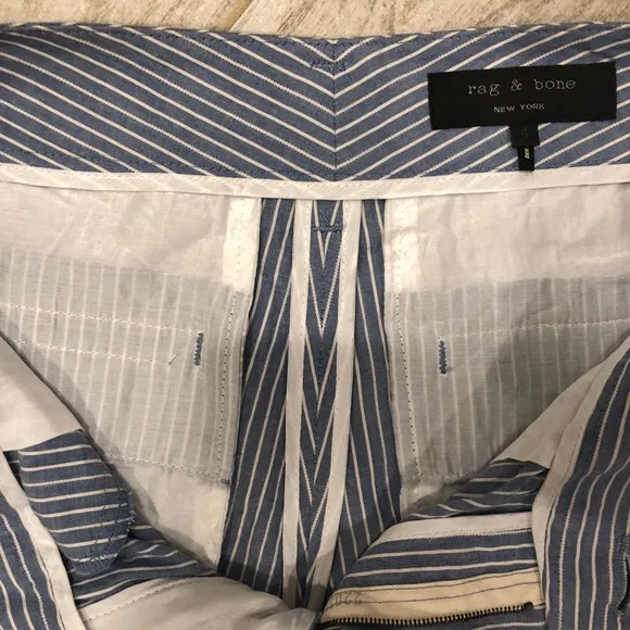 Rag &amp; Bone Blue and White Pinstripe Shorts