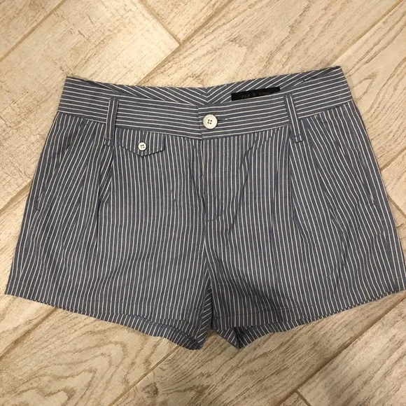 Rag &amp; Bone Blue and White Pinstripe Shorts