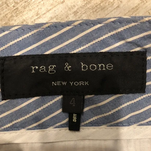 Rag &amp; Bone Blue and White Pinstripe Shorts