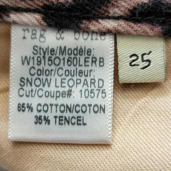 Rag &amp; Bone Rolled Cuff Snow Leopard Print Jean Shorts