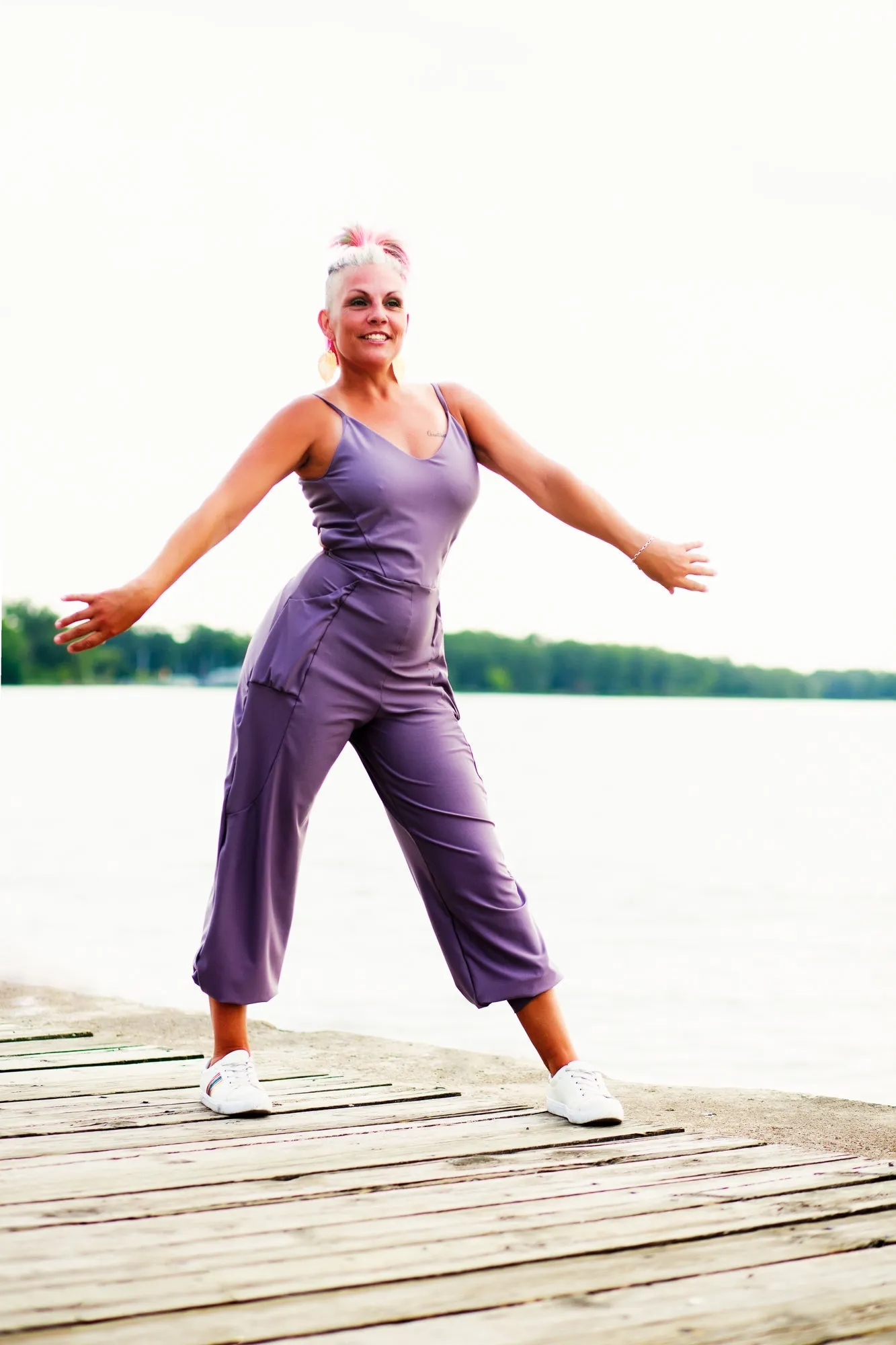 Rave Mom Criss Cross Romper - Lilac