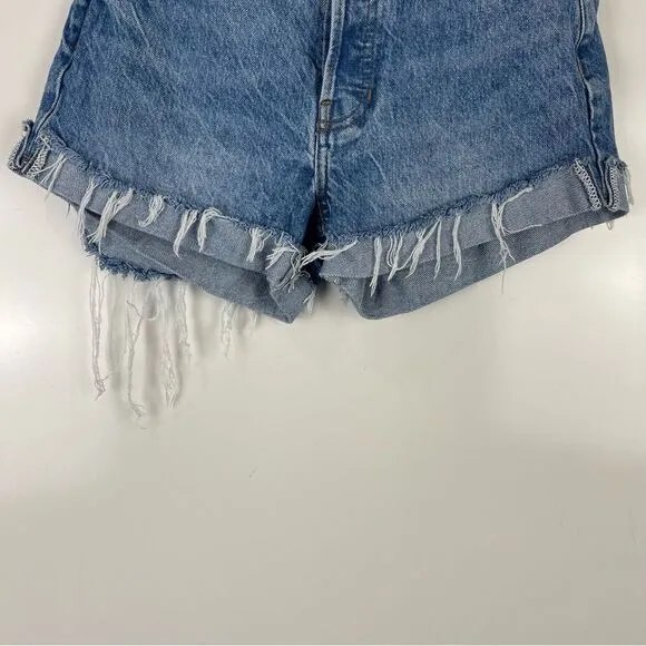 Reformation Jeans Charlie Cuffed High Rise Jean Shorts Distressed Women's Sz 24
