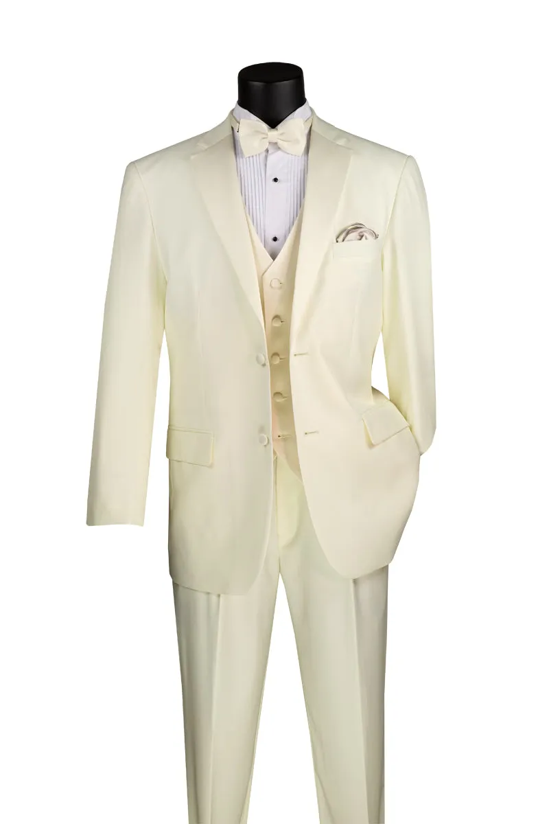 Regular Fit 4 Piece Tuxedo with Vest Bow Tie (Ivory) 4TV-1