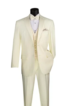 Regular Fit 4 Piece Tuxedo with Vest Bow Tie (Ivory) 4TV-1