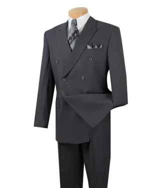 Regular Fit Double Breasted 2 Piece Suit with Flexible Elastic Waistband Heather Gray F-DC900