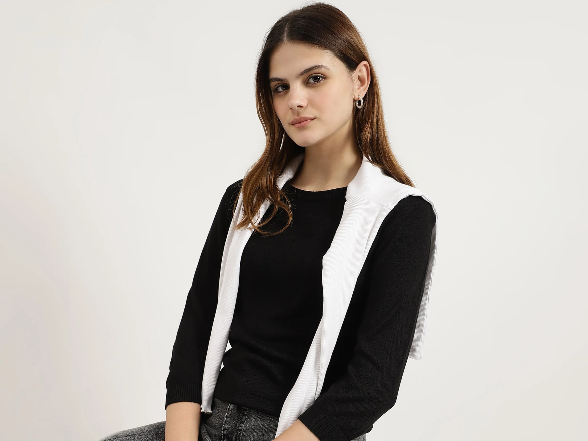 Regular Fit Round Neck Solid Tops