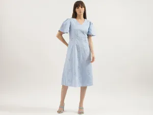 Regular Fit V-Neck Embroidered Dresses