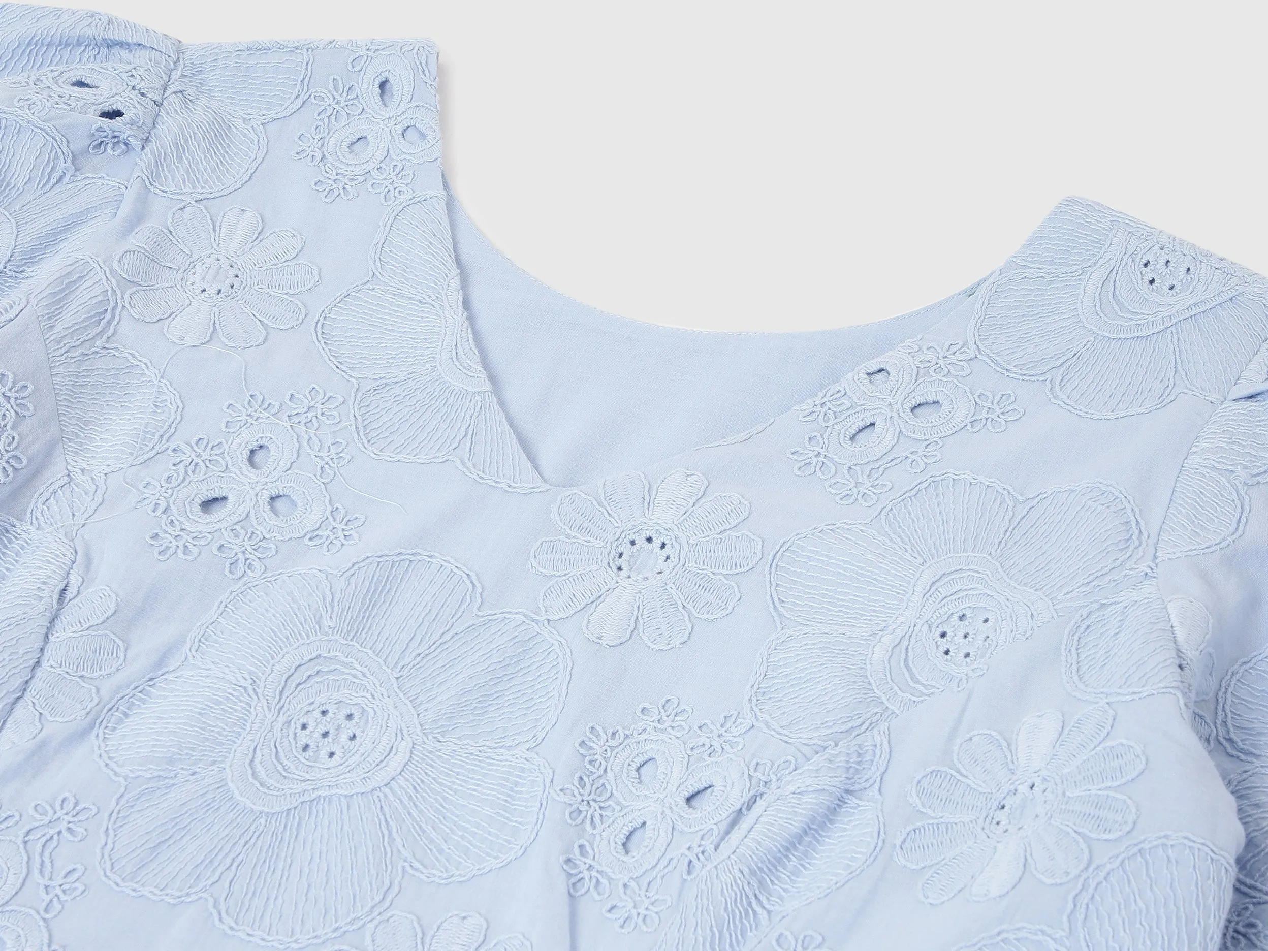 Regular Fit V-Neck Embroidered Dresses
