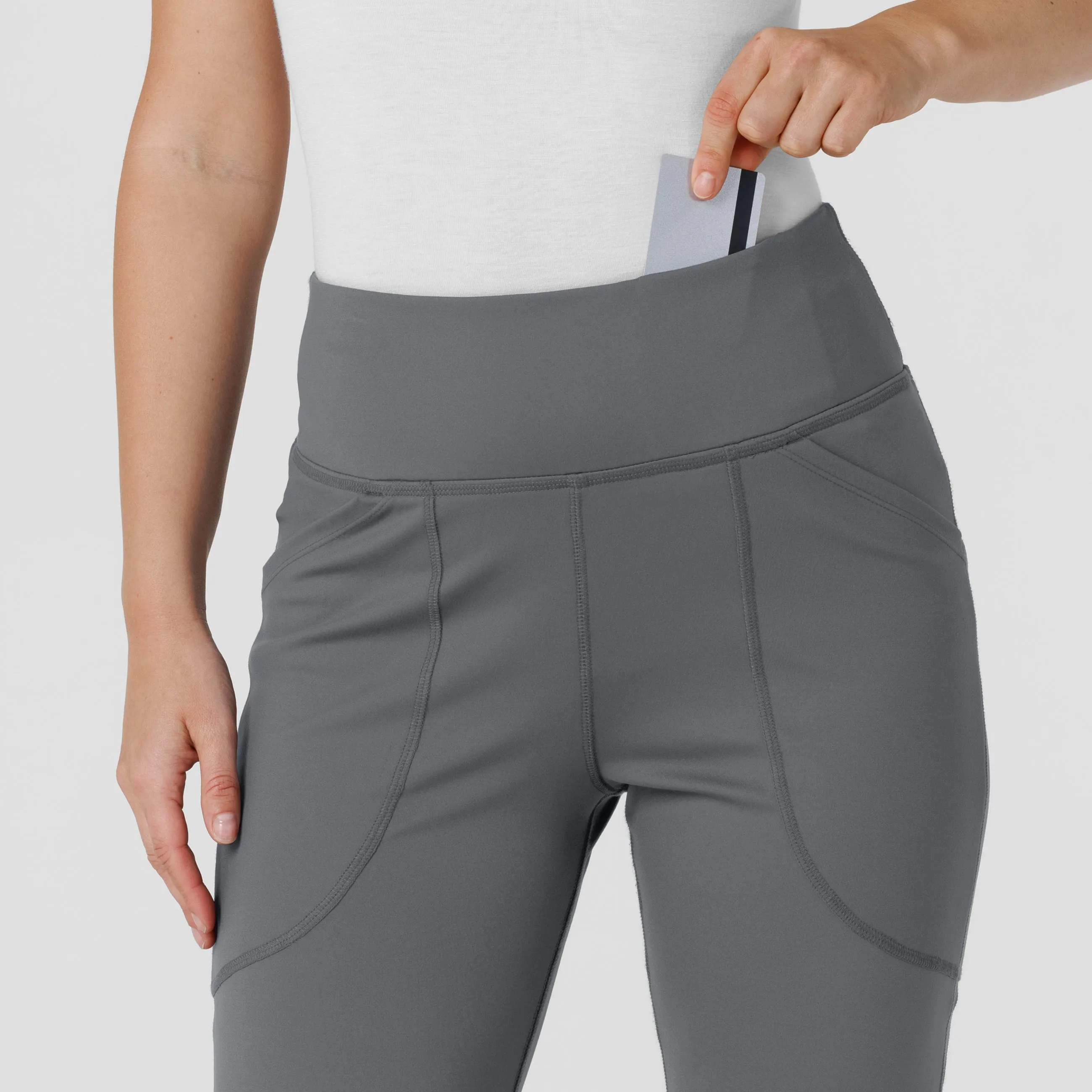 RENEW 5459 Knit Flare Yoga Scrub Pants Pewter