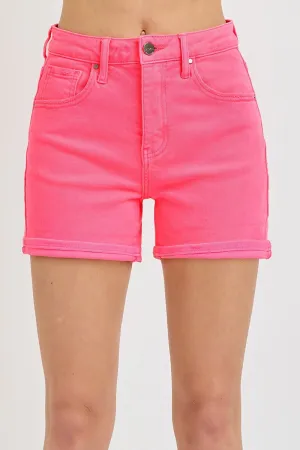 Risen Hot Pink High Rise Cuffed Shorts