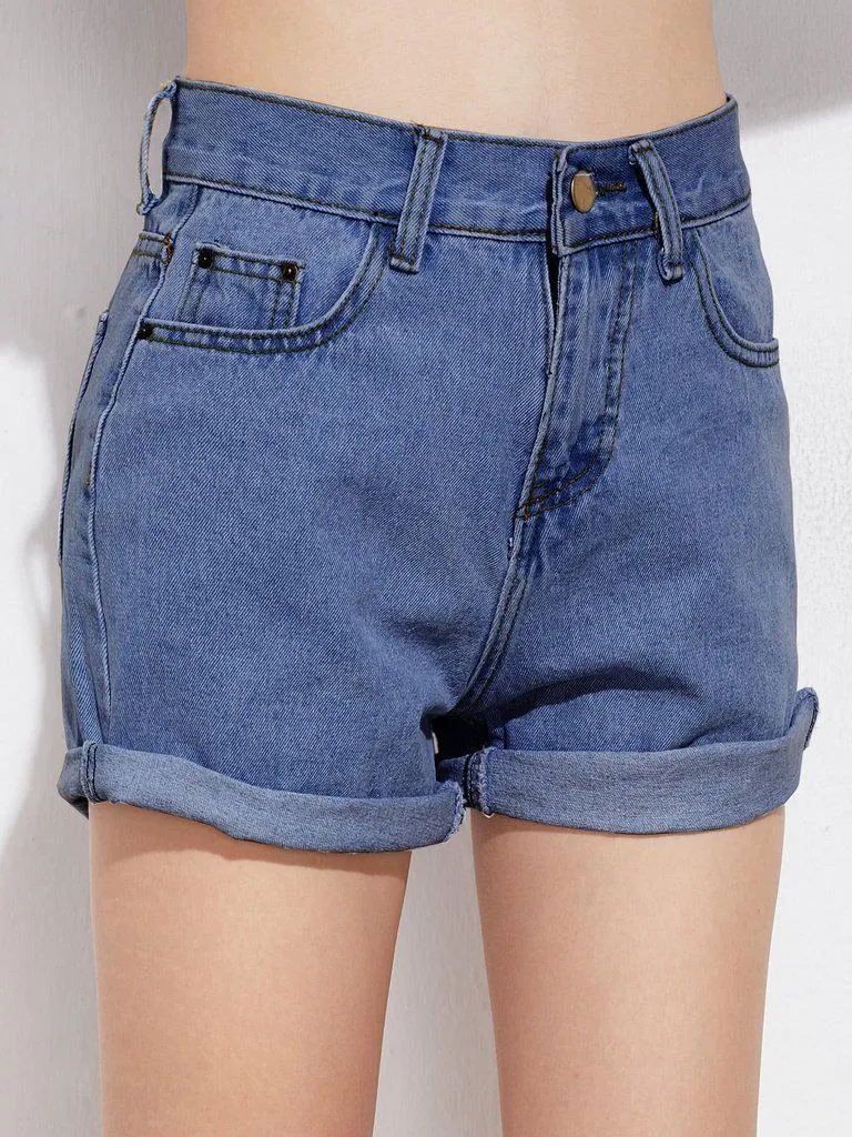 Rolled Cuffed Denim Shorts