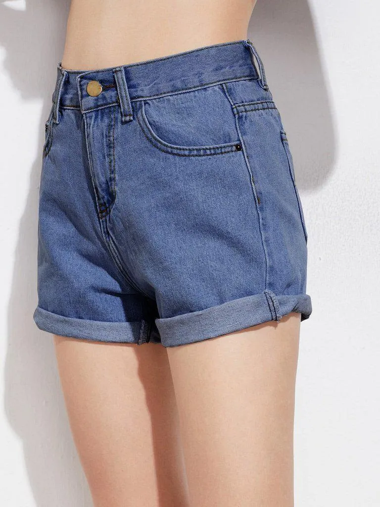 Rolled Cuffed Denim Shorts