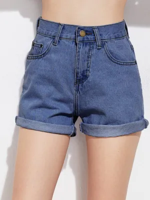 Rolled Cuffed Denim Shorts