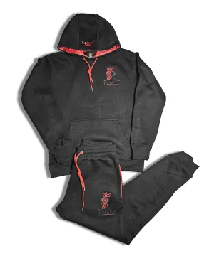 Royalty Hoodie/Jogger set Black and Red