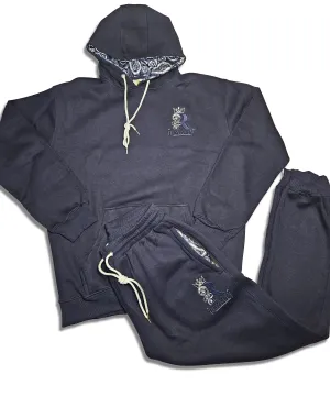 Royalty Hoodie/Jogger set Navy and White