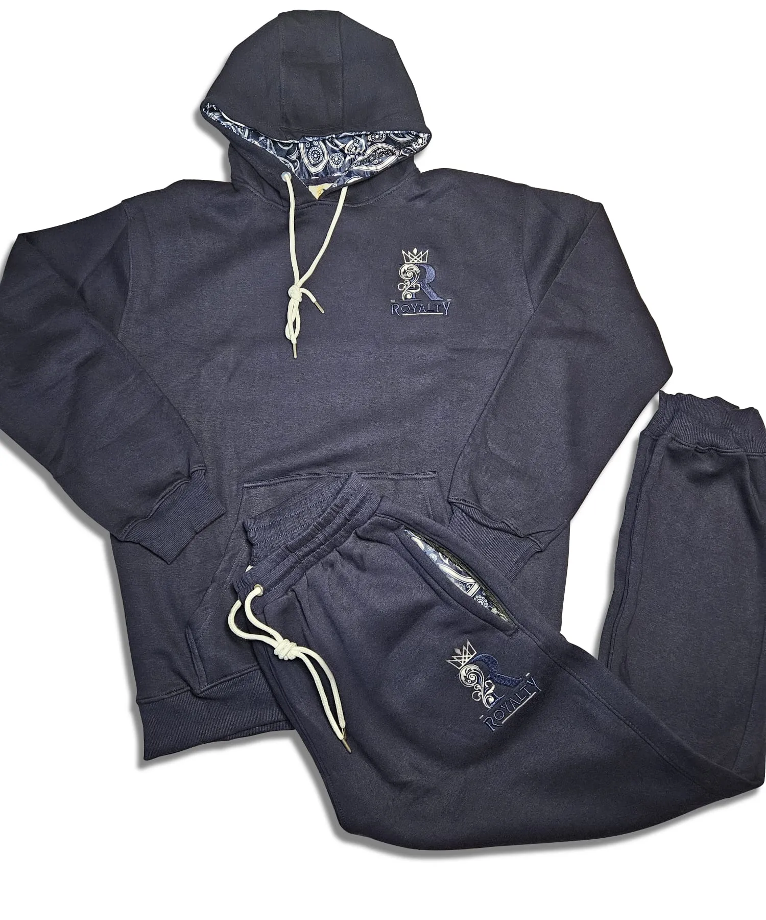 Royalty Hoodie/Jogger set Navy and White