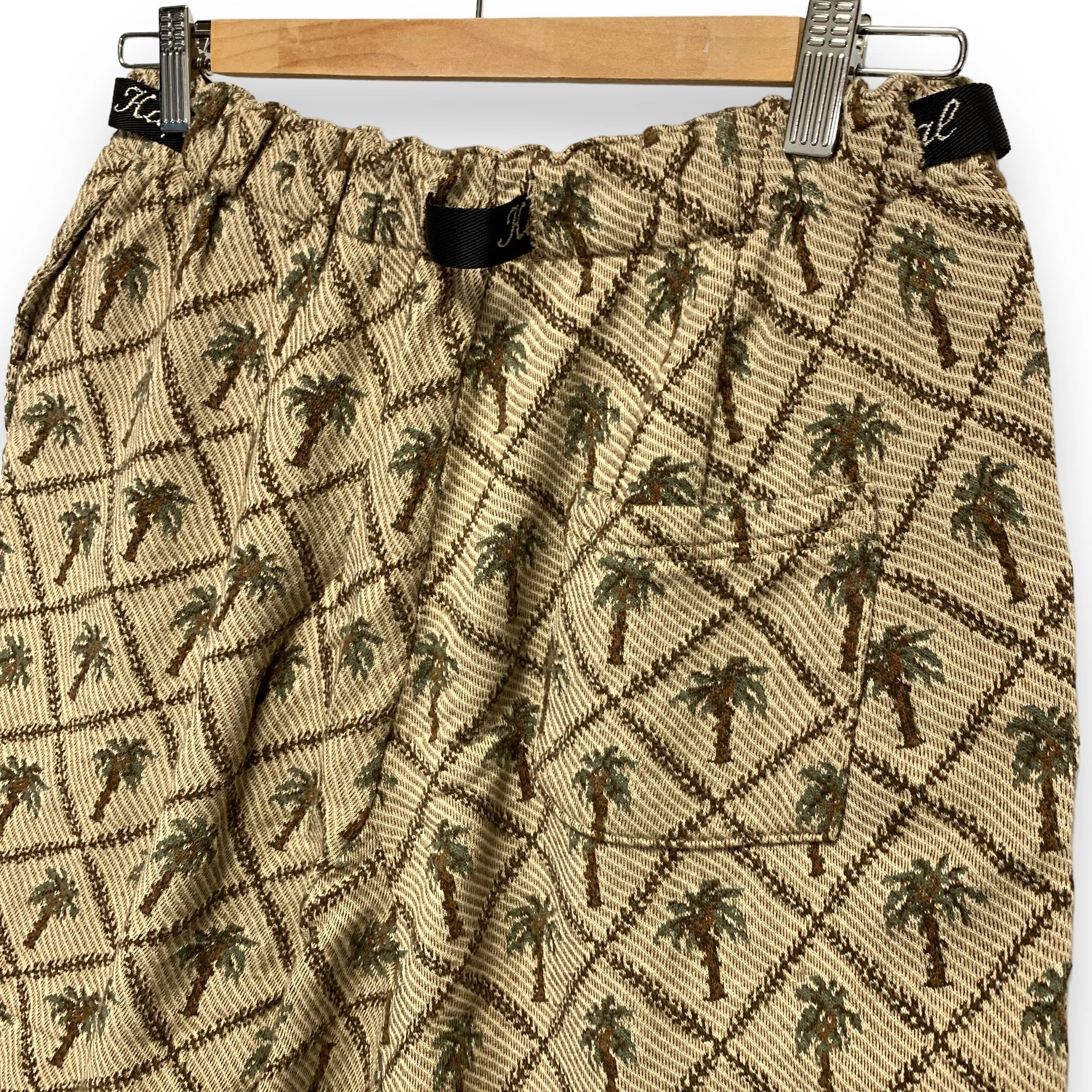 [S] Kapital Jacquard Woven Palm Tree Drop Crotch Belted Shorts