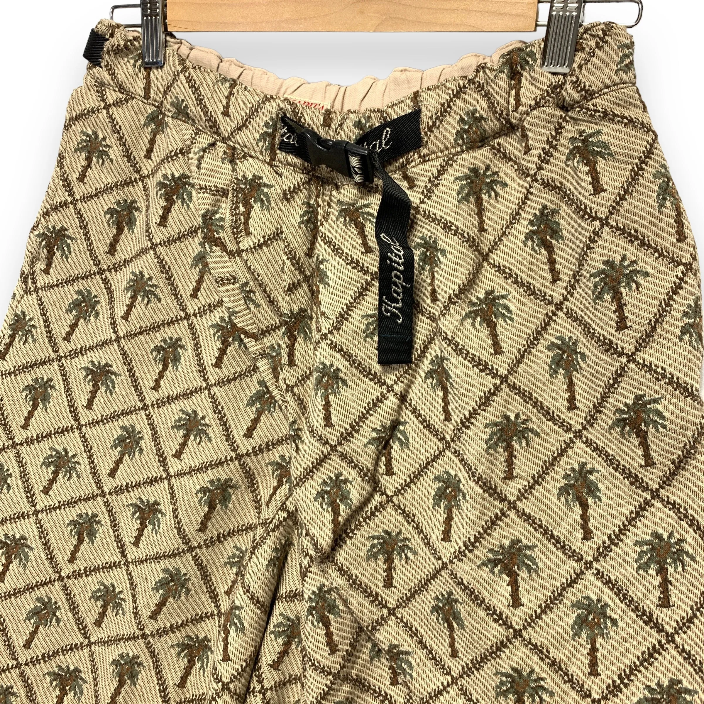[S] Kapital Jacquard Woven Palm Tree Drop Crotch Belted Shorts
