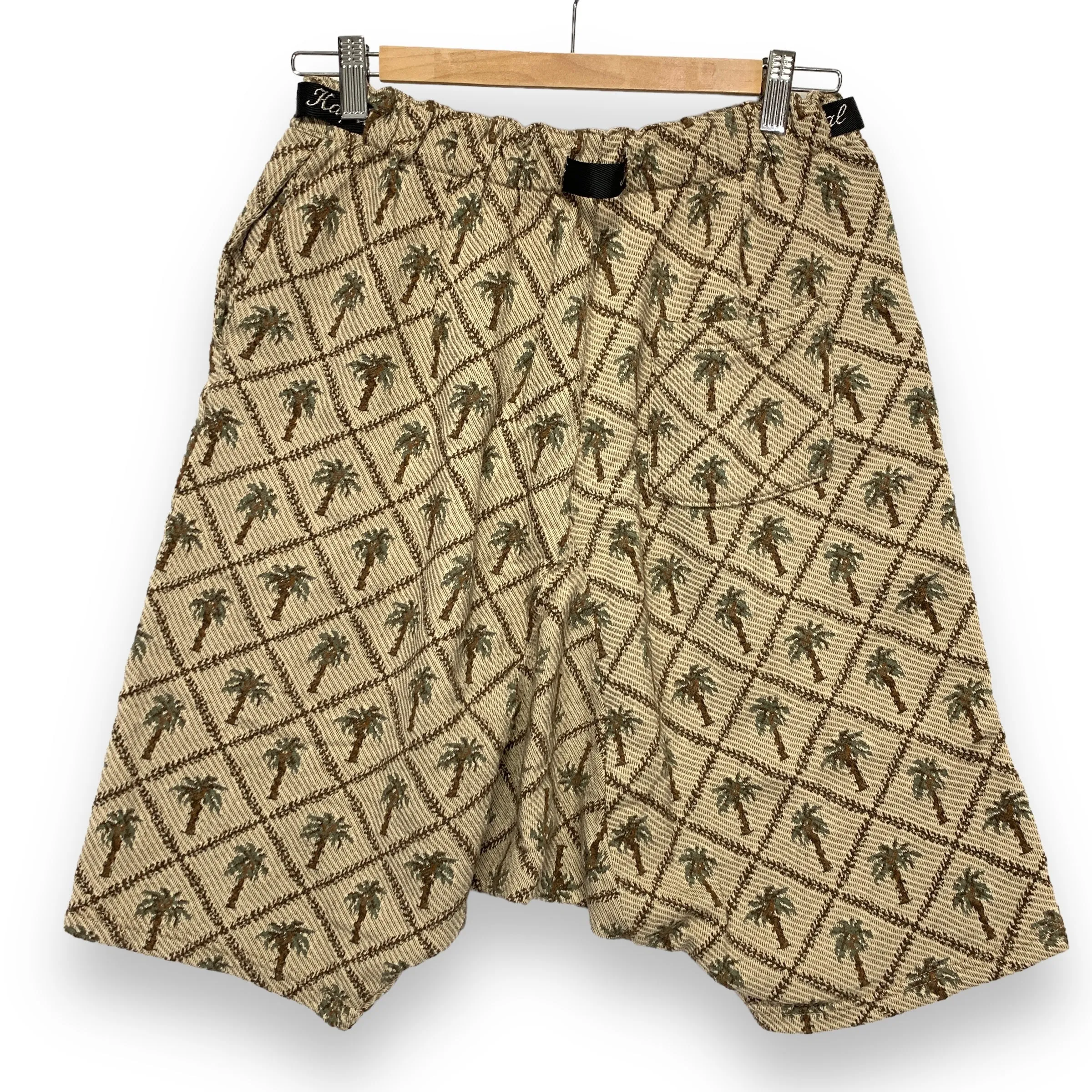 [S] Kapital Jacquard Woven Palm Tree Drop Crotch Belted Shorts
