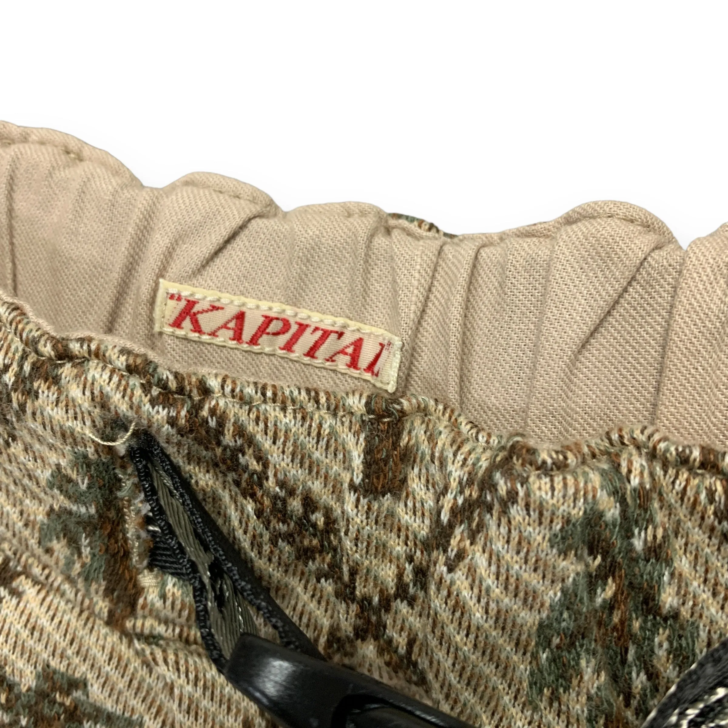 [S] Kapital Jacquard Woven Palm Tree Drop Crotch Belted Shorts