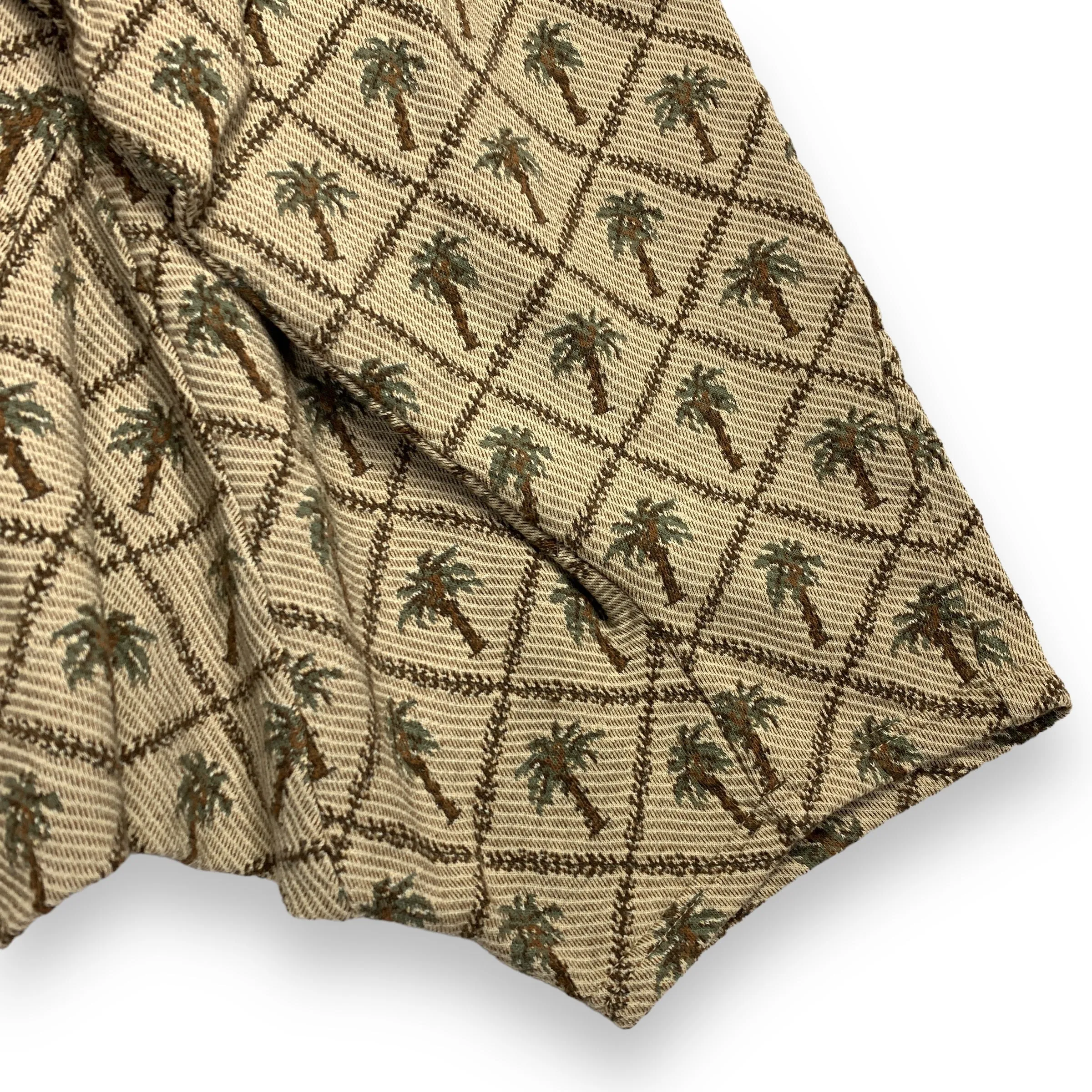 [S] Kapital Jacquard Woven Palm Tree Drop Crotch Belted Shorts