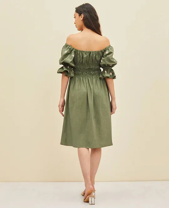 Sage Smocked Dress