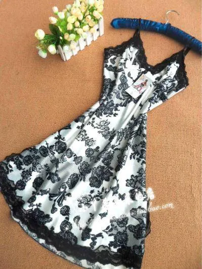 Satin Nightgown Lady Sexy Spaghetti Strap Sleeveless Night Dress