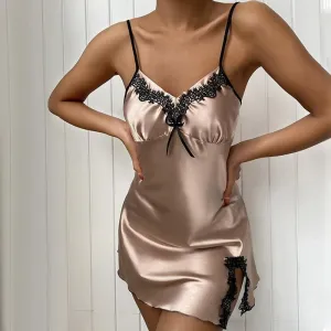 Satin Nightgown Lady Sexy Spaghetti Strap Sleeveless Night Dress