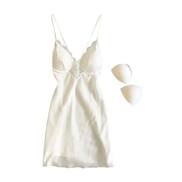 Satin Nightgown Lady Sexy Spaghetti Strap Sleeveless Night Dress